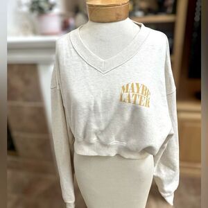 Aerie Cream Sweatshirt with Gold Print